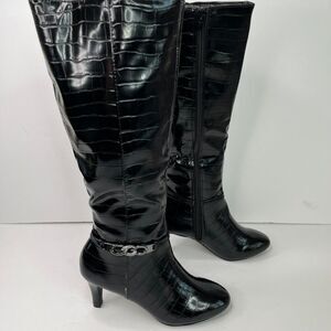 Karen Scott Womens Hannap Dressy Tall Mid-Calf Boots Black Croco 5M #601